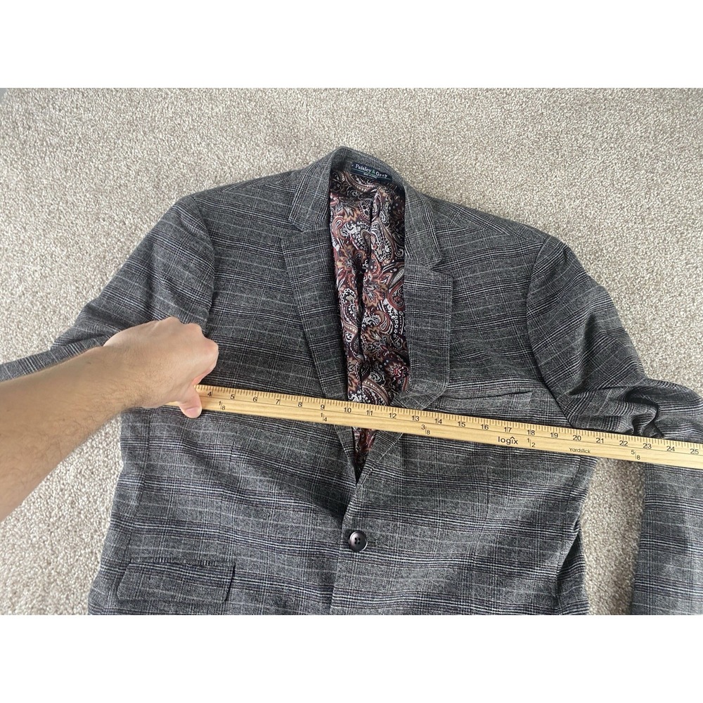 Paisley & Gray Slim Fit Rayon Stretch Gray Plaid Blazer Men 42R Preppy Old Money - Picture 7 of 13